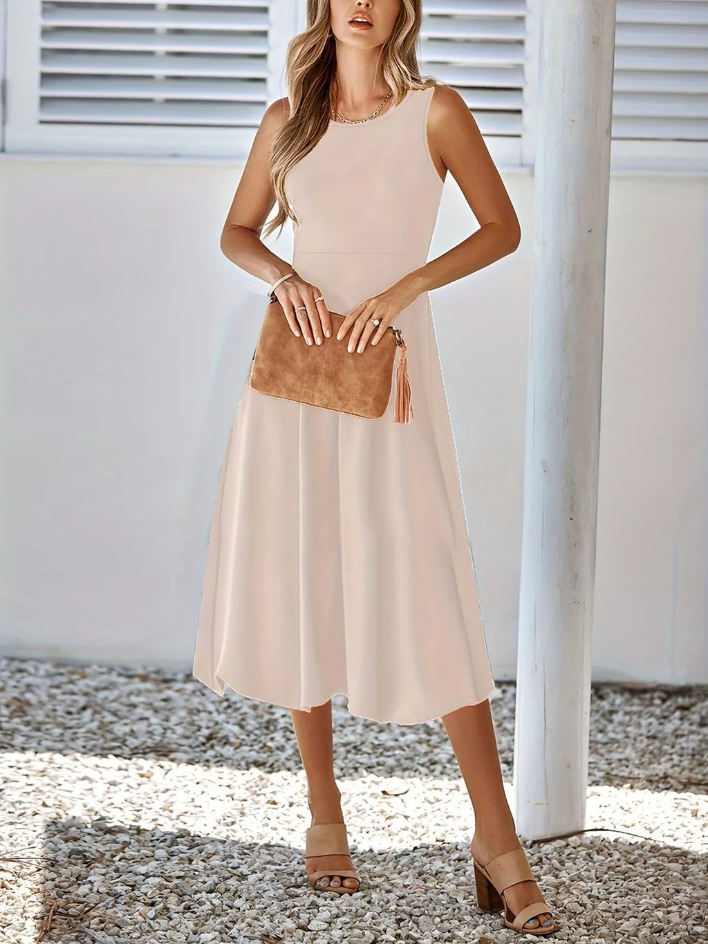 Sleeveless A Line Midi Dress