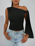 Tie Detail One Shoulder Top