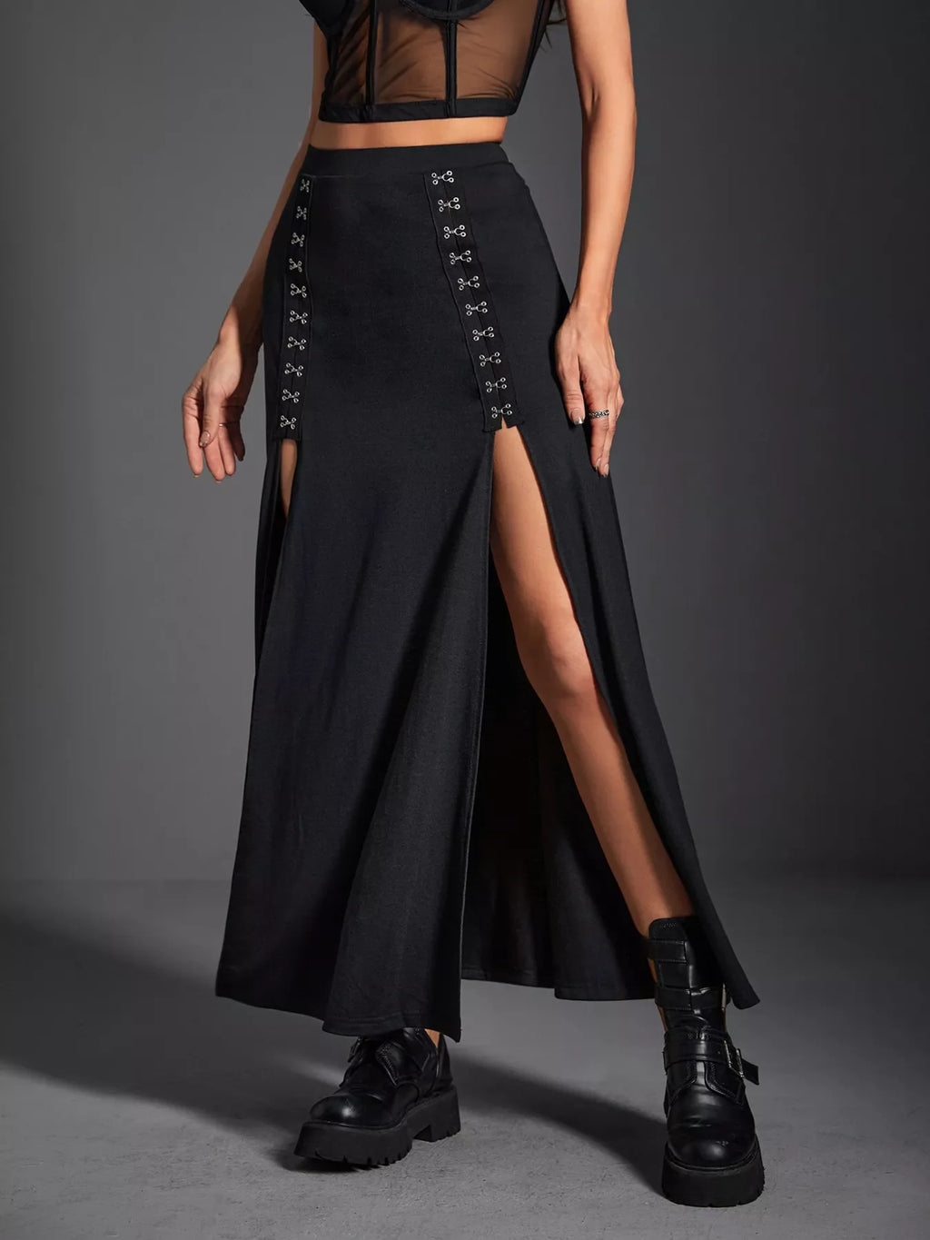 Double Slit High Waist Skirt