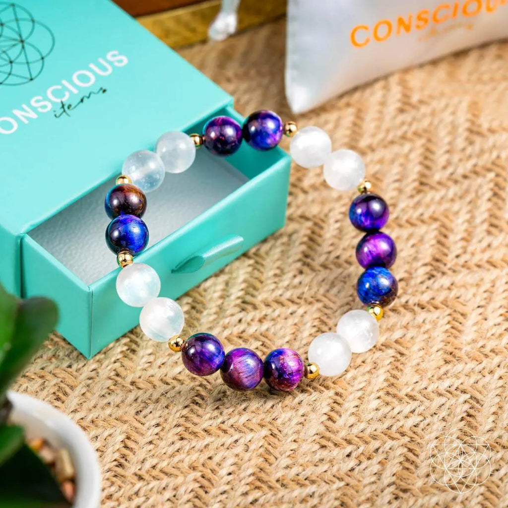 Cosmic Energy Amplifier - Galaxy Tigers Eye Bracelet