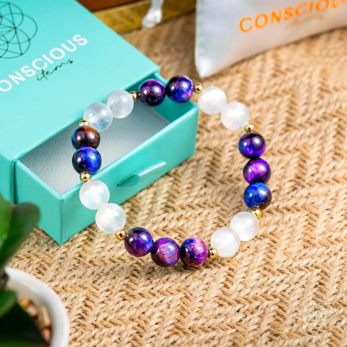 Cosmic Energy Amplifier - Galaxy Tigers Eye Bracelet