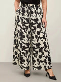 Plus Size Abstract Wide Leg Pants