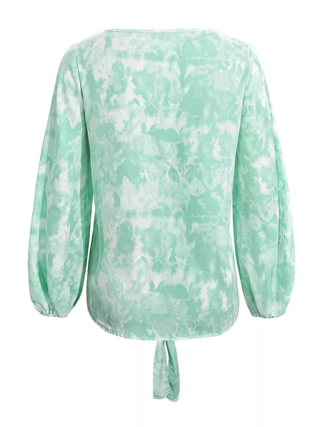 V-Neck Long Sleeve Tie Front Blouse