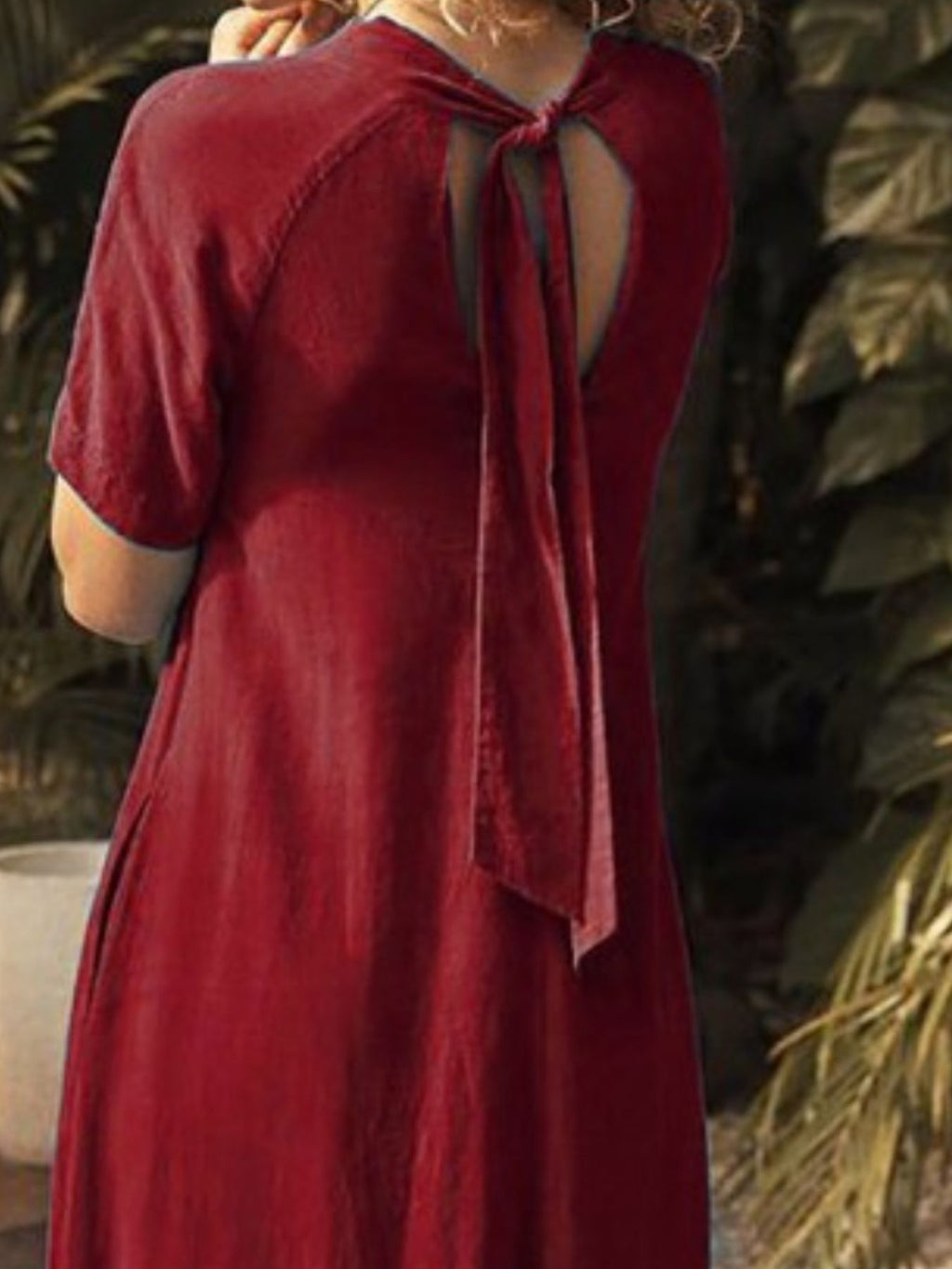 V Neck Short Sleeve Dress with Pockets