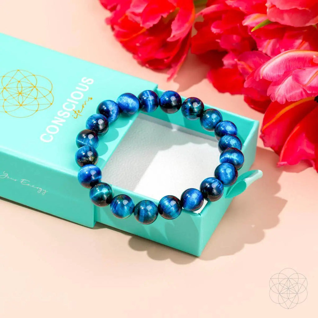 Hawk’s Focus – Royal Blue Tigers Eye Bracelet