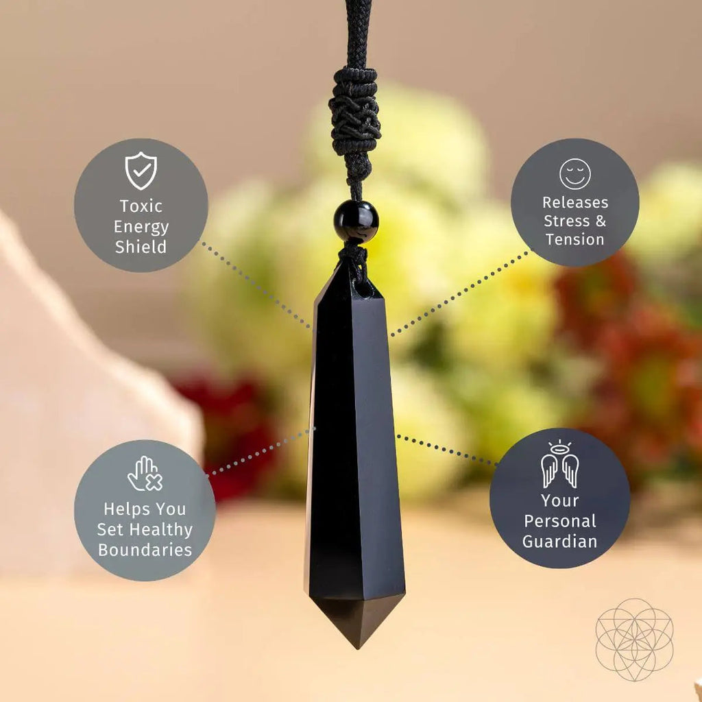 The Black Obsidian Talisman of Protection Pendant
