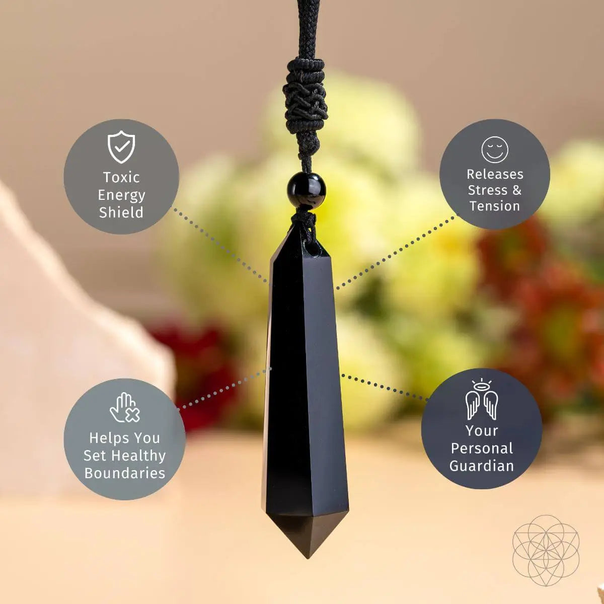 The Black Obsidian Talisman of Protection Pendant